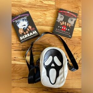Ghost face/ Scream lot of 3 ghost face crossbody bag and 2 DVDs all like new